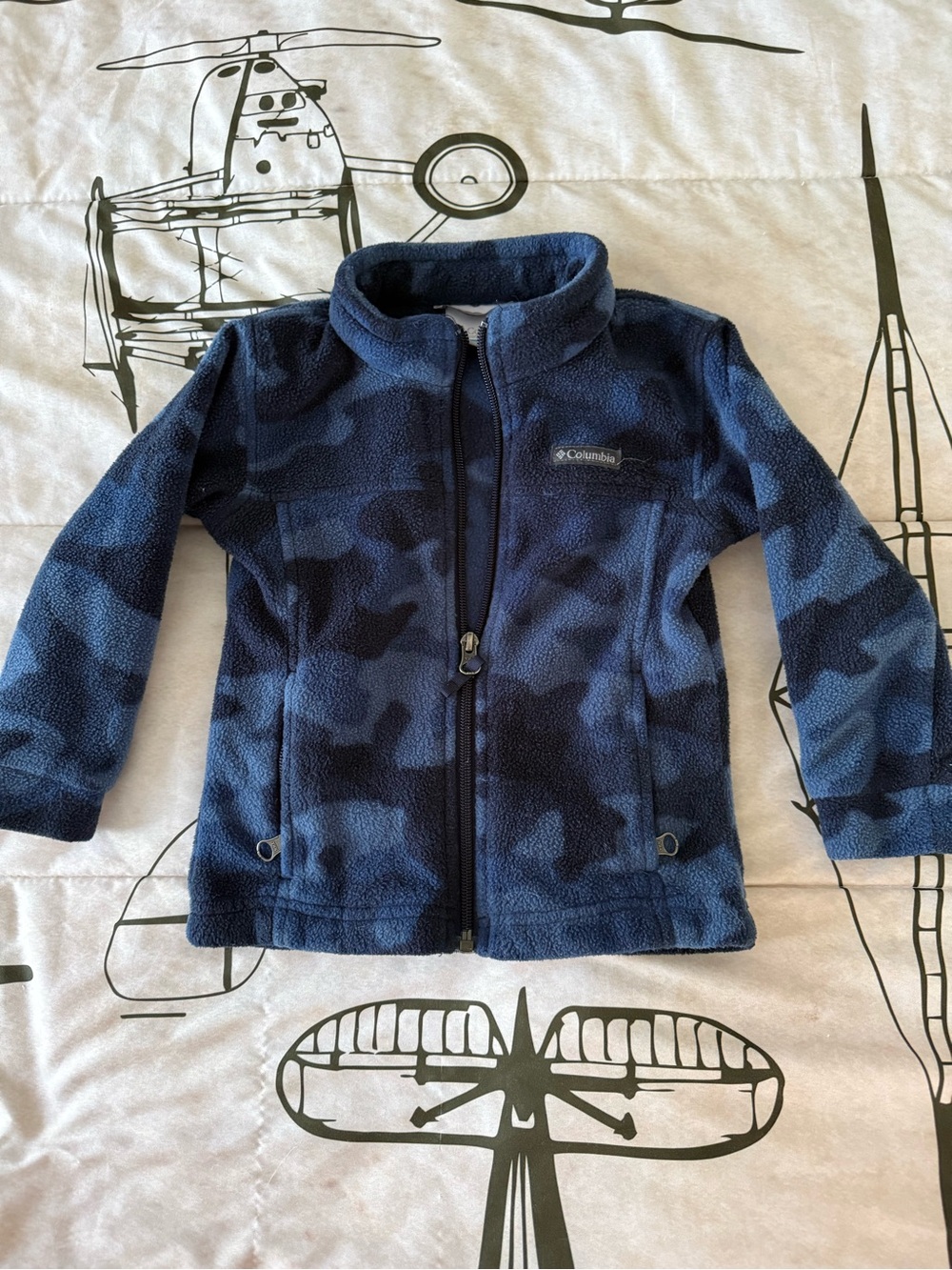 Columbia Kids Navy Blue Camouflage Fleece Jacket